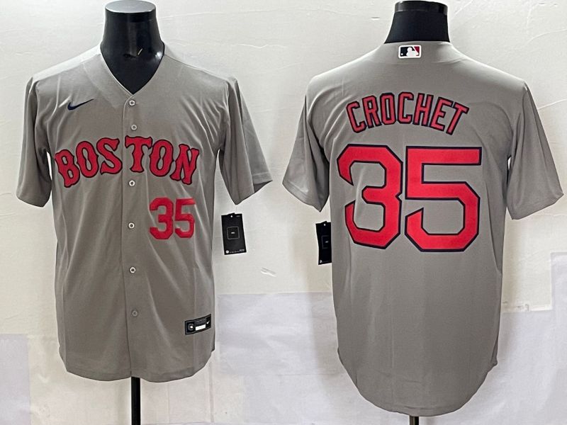 Men Boston Red Sox #35 Crochet Grey Game 2025 Nike MLB Jersey style 004